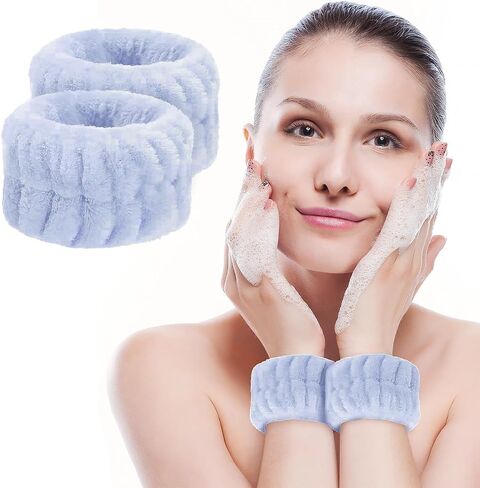 2pcs Cute Solid Color Wristbands with Super Soft Ultrafine Fiber Towel for Face Washing, Absorbing Water and Sweat in Saudi Arabia