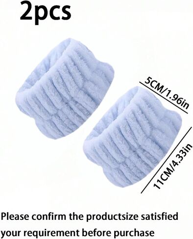 2pcs Cute Solid Color Wristbands with Super Soft Ultrafine Fiber Towel for Face Washing, Absorbing Water and Sweat in Saudi Arabia