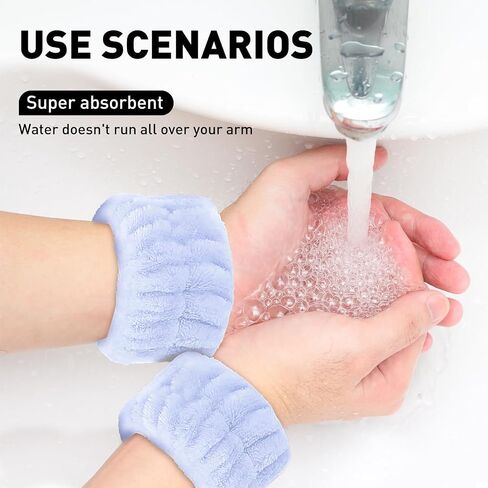 2pcs Cute Solid Color Wristbands with Super Soft Ultrafine Fiber Towel for Face Washing, Absorbing Water and Sweat in Saudi Arabia