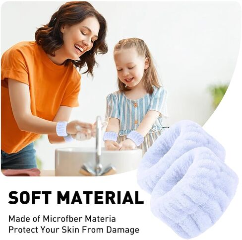 2pcs Cute Solid Color Wristbands with Super Soft Ultrafine Fiber Towel for Face Washing, Absorbing Water and Sweat in Saudi Arabia