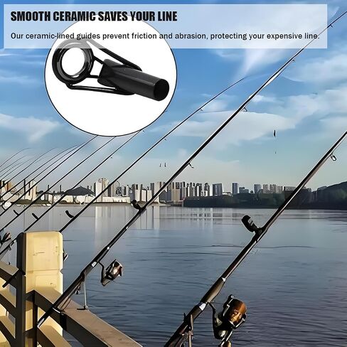Fishing Rod Tip Repair Kit with UV Light & Glue | Complete Pole Tip Replacement Supplies for Broken Rods | 14 Sizes Top Eyelets, Wrapping Thread | Fishing Rod Repair Kit & Pole Repair Kit in Kuwait