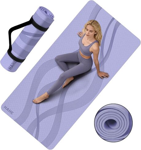Yoga Mat High Density Exercise Mat, 76"x32"x0.27"Thick Wide & Large Yoga Mat for Women Men, Professional POE Workout Mat for Yoga, Pilates, Fitness & Stretching in Kuwait