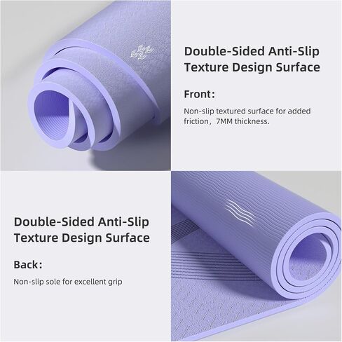 Yoga Mat High Density Exercise Mat, 76"x32"x0.27"Thick Wide & Large Yoga Mat for Women Men, Professional POE Workout Mat for Yoga, Pilates, Fitness & Stretching in Kuwait