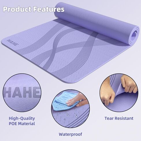 Yoga Mat High Density Exercise Mat, 76"x32"x0.27"Thick Wide & Large Yoga Mat for Women Men, Professional POE Workout Mat for Yoga, Pilates, Fitness & Stretching in Kuwait