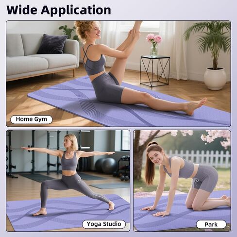 Yoga Mat High Density Exercise Mat, 76"x32"x0.27"Thick Wide & Large Yoga Mat for Women Men, Professional POE Workout Mat for Yoga, Pilates, Fitness & Stretching in Kuwait
