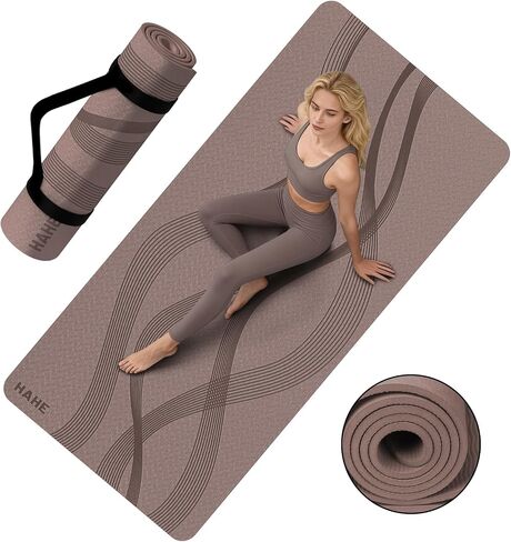 Yoga Mat High Density Exercise Mat, 76"x32"x0.27"Thick Wide & Large Yoga Mat for Women Men, Professional POE Workout Mat for Yoga, Pilates, Fitness & Stretching in Kuwait