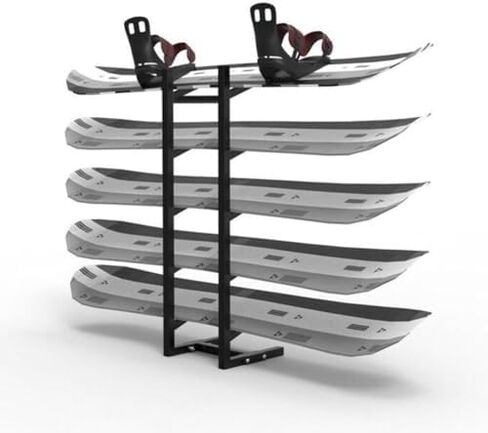 Free Standing Snowboard Rack for Skis, Skateboards & Scooters - Floor-Standing Metal Sports Display Rack, Sample Board Holder, Black, 25x25x102cm in Saudi Arabia