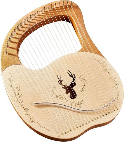 Lyre, Lyre,Cega 21 Metal Strings Lyre Harp Box Lyre Harp Spruce Topboard Mahogany Backboard String Instrument with Tuning Wrench Strings Picks Music Note Sticker in Saudi Arabia