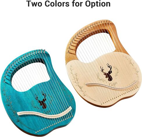 Lyre, Lyre,Cega 21 Metal Strings Lyre Harp Box Lyre Harp Spruce Topboard Mahogany Backboard String Instrument with Tuning Wrench Strings Picks Music Note Sticker in Saudi Arabia
