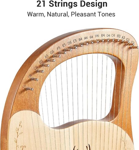 Lyre, Lyre,Cega 21 Metal Strings Lyre Harp Box Lyre Harp Spruce Topboard Mahogany Backboard String Instrument with Tuning Wrench Strings Picks Music Note Sticker in Saudi Arabia