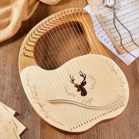 Lyre, Lyre,Cega 21 Metal Strings Lyre Harp Box Lyre Harp Spruce Topboard Mahogany Backboard String Instrument with Tuning Wrench Strings Picks Music Note Sticker in Saudi Arabia