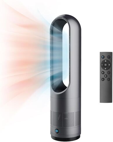 Bladeless Heater Fan,22Inch Heating & Cooling Combo Tower Fan 80° Oscillating, 9H Timer, 8 Speeds, Portable Quiet for Indoor, Bedroom, Home Office Room in Kuwait