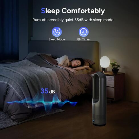 Bladeless Heater Fan,22Inch Heating & Cooling Combo Tower Fan 80° Oscillating, 9H Timer, 8 Speeds, Portable Quiet for Indoor, Bedroom, Home Office Room in Kuwait