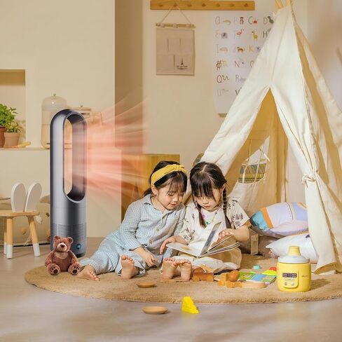 Bladeless Heater Fan,22Inch Heating & Cooling Combo Tower Fan 80° Oscillating, 9H Timer, 8 Speeds, Portable Quiet for Indoor, Bedroom, Home Office Room in Kuwait