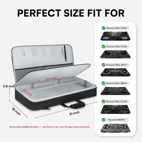 DJ Controller Bag for DDJ FLX10/DDJ REV5/DDJ GRV6/Numark NS4FX/DDJ FLX6/DDJ 1000/DDJ 800, Padded DJ Backpack with Multi-pocket for 17 Inch Laptop, DJ Carrying Mixer Case for DJ Equipment, Grey in Saudi Arabia