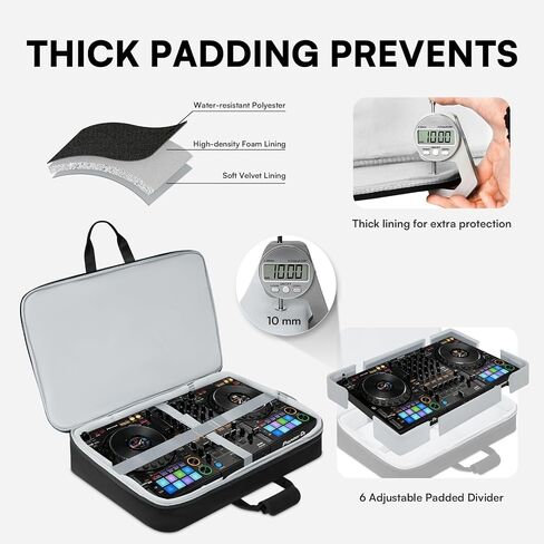DJ Controller Bag for DDJ FLX10/DDJ REV5/DDJ GRV6/Numark NS4FX/DDJ FLX6/DDJ 1000/DDJ 800, Padded DJ Backpack with Multi-pocket for 17 Inch Laptop, DJ Carrying Mixer Case for DJ Equipment, Grey in Saudi Arabia