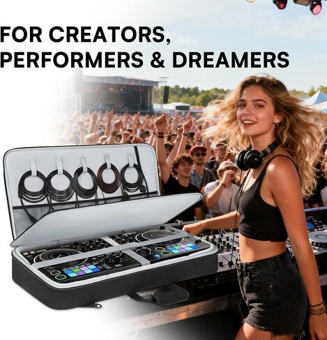 DJ Controller Bag for DDJ FLX10/DDJ REV5/DDJ GRV6/Numark NS4FX/DDJ FLX6/DDJ 1000/DDJ 800, Padded DJ Backpack with Multi-pocket for 17 Inch Laptop, DJ Carrying Mixer Case for DJ Equipment, Grey in Saudi Arabia