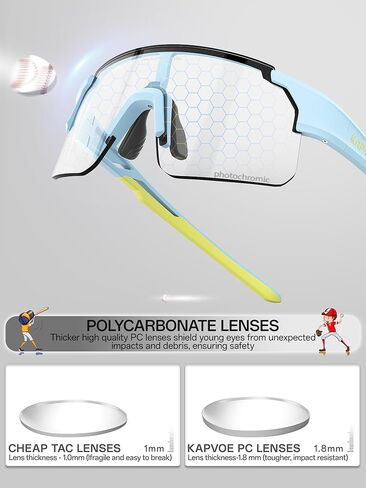KAPVOE Kids Baseball Glasses Youth Sports Sunglasses Softball Cycling Running Shades Boys Girls Age 3-14 - K9035 in Saudi Arabia