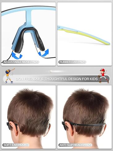 KAPVOE Kids Baseball Glasses Youth Sports Sunglasses Softball Cycling Running Shades Boys Girls Age 3-14 - K9035 in Saudi Arabia