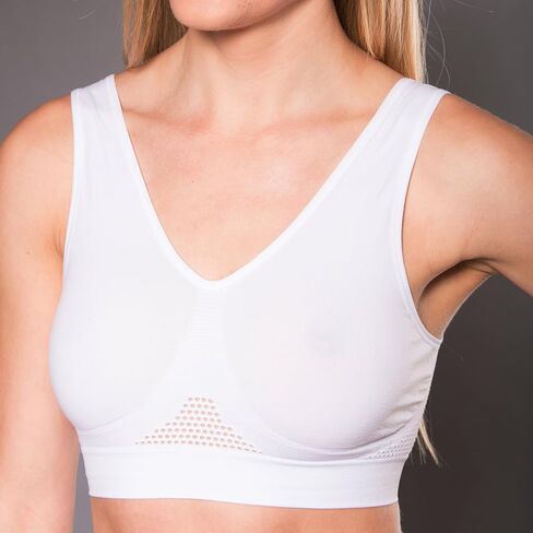 ComfortFinds Seamless Pullover Cooling Sports Bra – Ladies Wirefree Comfort Bra – 2 Pack (Large 40-42, White) in Saudi Arabia