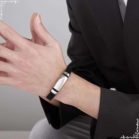 Personalized Men's and Women's Wristbands, Titanium Steel Smooth Silicone Bracelet, Sports Wristband-Sliver in Saudi Arabia