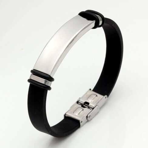 Personalized Men's and Women's Wristbands, Titanium Steel Smooth Silicone Bracelet, Sports Wristband-Sliver in Saudi Arabia