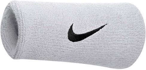 Nike Tennis Premier Doublewide Wristbands (1 Pair, OSFM, White/Black) in Saudi Arabia