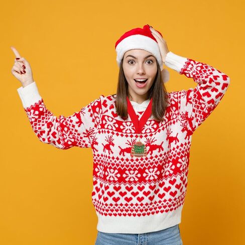 ميدالية سترة عيد الميلاد، جائزة سترة عيد الميلاد القبيحة، جائزة جائزة مسابقة سترة قبيحة، زينة الفائز بسترة عيد الميلاد القبيحة لتزيين مجوهرات قلادة حفلة عيد الميلاد in Saudi Arabia