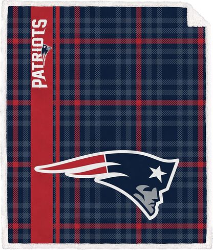 Officially Licensed NFL 60" x 70" Vertical Plaid Sherpa Flannel Fleece Throw Blanket in Kuwait