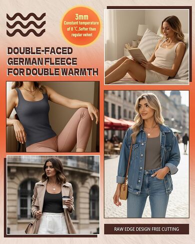 Riyiper 5 Pack Women's Thermal Tank Tops, Seamless Fleece Lined Undershirt, Sleeveless Square Neck Winter Base Layer Vest in Saudi Arabia