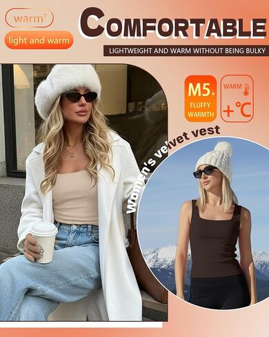 Riyiper 5 Pack Women's Thermal Tank Tops, Seamless Fleece Lined Undershirt, Sleeveless Square Neck Winter Base Layer Vest in Saudi Arabia
