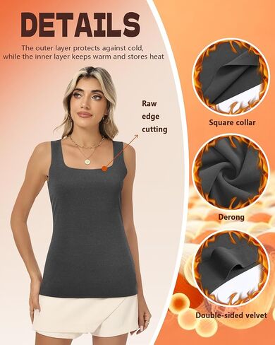 Riyiper 5 Pack Women's Thermal Tank Tops, Seamless Fleece Lined Undershirt, Sleeveless Square Neck Winter Base Layer Vest in Saudi Arabia