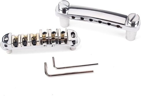 Silver Guitar Tailpiece Kit with Saddle Bridge Studs Wrenches Easy Installation for Style Electric Guitars Durable Construction Replacement Parts in Saudi Arabia