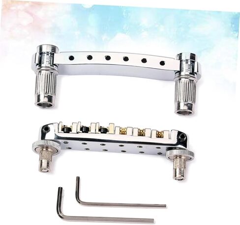 Silver Guitar Tailpiece Kit with Saddle Bridge Studs Wrenches Easy Installation for Style Electric Guitars Durable Construction Replacement Parts in Saudi Arabia
