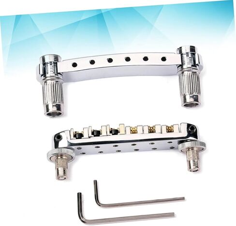 Silver Guitar Tailpiece Kit with Saddle Bridge Studs Wrenches Easy Installation for Style Electric Guitars Durable Construction Replacement Parts in Saudi Arabia