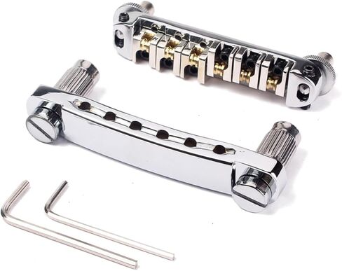 Silver Guitar Tailpiece Kit with Saddle Bridge Studs Wrenches Easy Installation for Style Electric Guitars Durable Construction Replacement Parts in Saudi Arabia