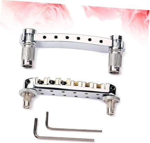 Silver Guitar Tailpiece Kit with Saddle Bridge Studs Wrenches Easy Installation for Style Electric Guitars Durable Construction Replacement Parts in Saudi Arabia