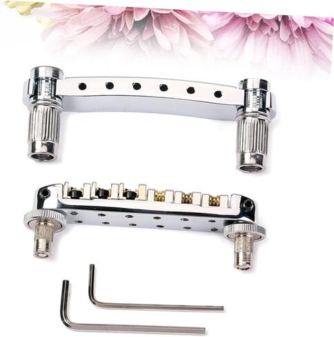 Silver Guitar Tailpiece Kit with Saddle Bridge Studs Wrenches Easy Installation for Style Electric Guitars Durable Construction Replacement Parts in Saudi Arabia