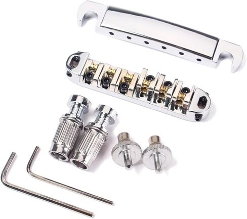 Silver Guitar Tailpiece Kit with Saddle Bridge Studs Wrenches Easy Installation for Style Electric Guitars Durable Construction Replacement Parts in Saudi Arabia