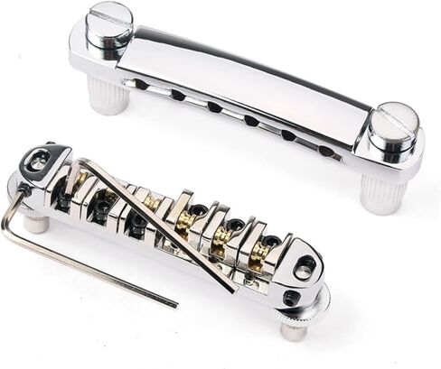 Silver Guitar Tailpiece Kit with Saddle Bridge Studs Wrenches Easy Installation for Style Electric Guitars Durable Construction Replacement Parts in Saudi Arabia