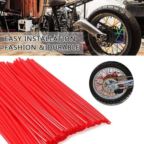 36 pcs Universal Wheel Rim Spoke Covers Wheel Spoke Protector Kit Motocross Rims Spoke Wraps Skins Cover Road Guard Wraps Coats(Red) Baffles/Guard Strips/Friction Strips in Saudi Arabia
