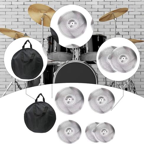 Generic 5 Pieces Low Volume Cymbals Pack 14/16/18/20 inch for Drum Set Alloy Silent with Storage Bag Quiet Cymbals Drummer Practice in Saudi Arabia