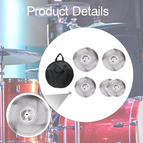 Generic 5 Pieces Low Volume Cymbals Pack 14/16/18/20 inch for Drum Set Alloy Silent with Storage Bag Quiet Cymbals Drummer Practice in Saudi Arabia
