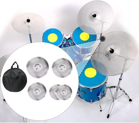 Generic 5 Pieces Low Volume Cymbals Pack 14/16/18/20 inch Sound Absorbing Weak for Drums Alloy Silent Drummer Practice Quiet Cymbals in Saudi Arabia