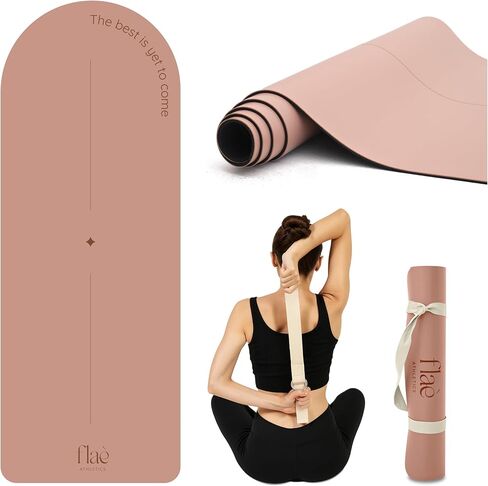 Natural Rubber Yoga Mat for Home Workouts, Eco-Friendly Non-Slip Yoga Mat with Carry Strap - Ideal for Yoga, Pilates & Floor Exercises in Saudi Arabia
