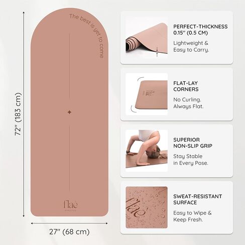 Natural Rubber Yoga Mat for Home Workouts, Eco-Friendly Non-Slip Yoga Mat with Carry Strap - Ideal for Yoga, Pilates & Floor Exercises in Saudi Arabia
