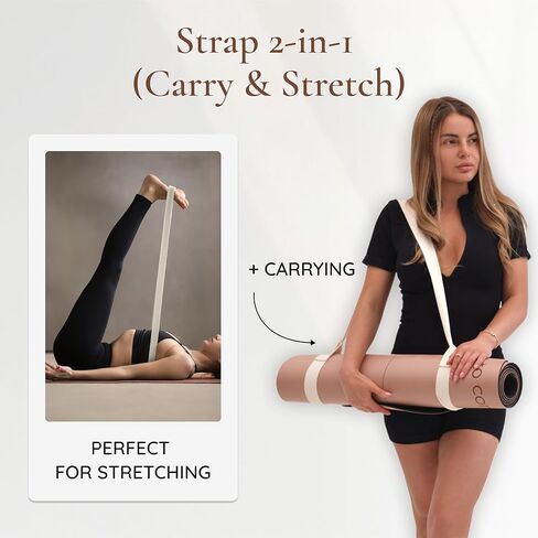 Natural Rubber Yoga Mat for Home Workouts, Eco-Friendly Non-Slip Yoga Mat with Carry Strap - Ideal for Yoga, Pilates & Floor Exercises in Saudi Arabia