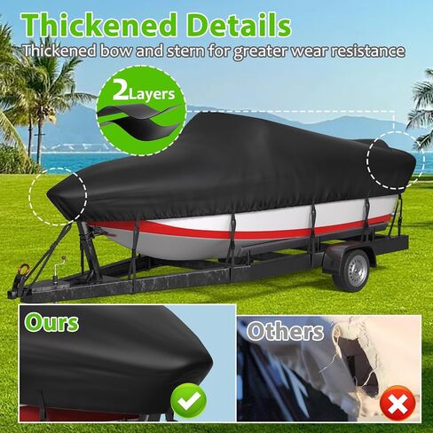 20-22ft Boat Cover, 600D Oxford Anti-UV & Waterproof Boat Cover for V-Hull, Tri-Hull, Runabout, Fishing Boat with 12 Tie-Down Straps, Storage Bag, Black in Saudi Arabia