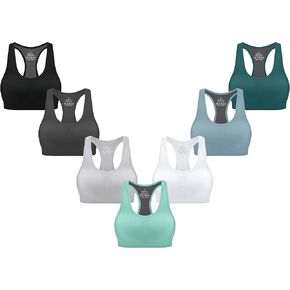 MIRITY Women Racerback Sports Bras - High Impact Workout Gym Activewear Bra Pack of 7 in Kuwait