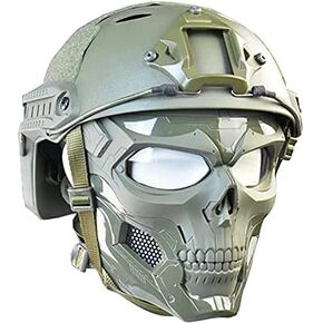Tactical Face Mask Protection Full face Transparent Goggles Skull Mask with Front NVG Bracket, Suitable for Air Cushion Paintball, Halloween, Role-Playing, Costume Parties in Saudi Arabia